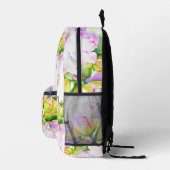 ピンクエレガント色の白い牡丹フローラ水色 プリントバックパック (右)