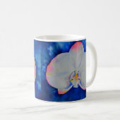 ピンクエレガント色の白フローラ水彩蘭 コーヒーマグカップ (正面右)