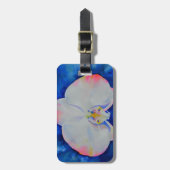 ピンクエレガント色の白フローラ水彩蘭 ラゲッジタグ (正面縦)