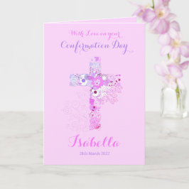 ピンクエレガント色の確認フローラのクロス名 カード