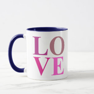 ピンクエレガント色の色合いのかわいいLOVEスクエア マグカップ