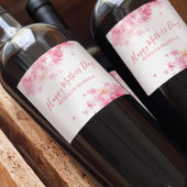 ピンクエレガント色の花ハッピーマザーズの日 ワインラベル