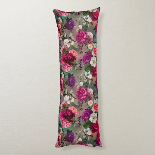 ピンクエレガント色の花 ボディピロー (裏面 (縦))