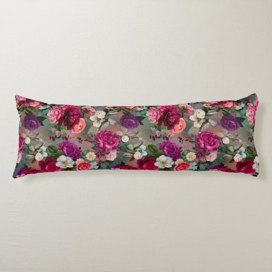 ピンクエレガント色の花 ボディピロー (正面)