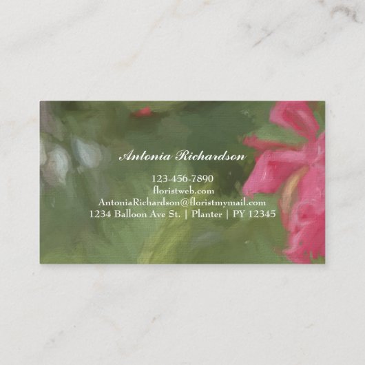 ピンクエレガント色の黄色の水色の花がパーソナライズ 名刺 (裏面)