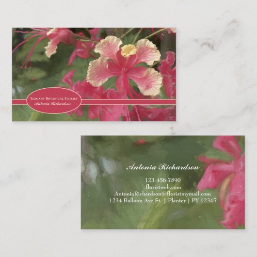 ピンクエレガント色の黄色の水色の花がパーソナライズ 名刺 (正面/裏面)