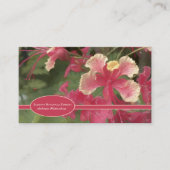 ピンクエレガント色の黄色の水色の花がパーソナライズ 名刺 (正面)