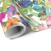 ピンクエレガント色の黄色フローラ植物花 ラッピングペーパー (ロールコーナー)