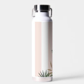 ピンクエレガント色ストライプの熱帯の花嫁介添人 ウォーターボトル (正面)