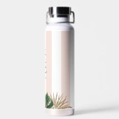 ピンクエレガント色ストライプの熱帯の花嫁介添人 ウォーターボトル (背面)