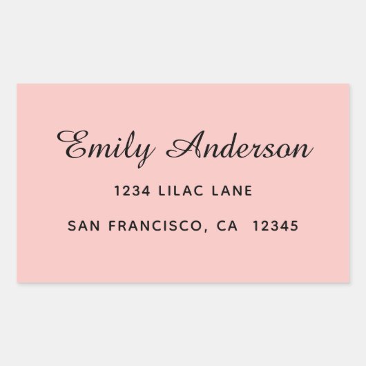 ピンクエレガント色 長方形シール (正面)