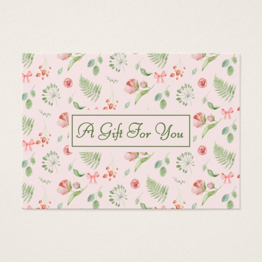 ピンクエレガント花柄フェスティバルギフトカード (正面)
