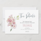 ピンクエレガント花模様フレームグラムヘンパーティー 招待状 (裏面)