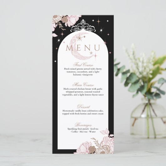 ピンクエレガント花模様ムーンスターズTiaraキンセアニラ メニュー (スタンド正面)