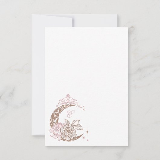 ピンクエレガント花模様ムーンスターズTiaraキンセアニラ 出欠カード (裏面)