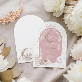 ピンクエレガント花模様ムーンスターズTiaraキンセアニラ 招待状