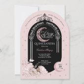 ピンクエレガント花模様ムーンスターズTiaraキンセアニラ 招待状 (正面)