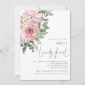 ピンクエレガント花模様21歳の誕生日パーティー 招待状 (正面)