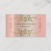 ピンクエレガント華美メタリックの金ゴールド枠 名刺 (正面)