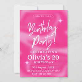 ピンクエレガント誕生日招待状カスタマイズ 招待状