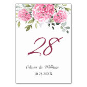 ピンクエレガント赤面アジサイ・ユーカリ結婚プス テーブルナンバー (裏面)