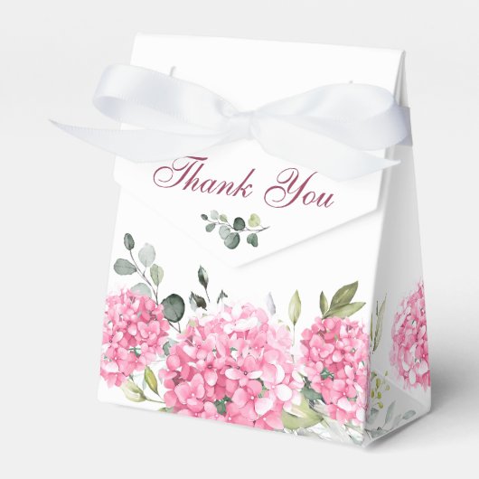 ピンクエレガント赤面アジサイ・ユーカリ結婚プス フェイバーボックス (正面サイド)