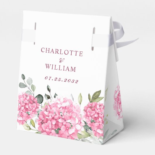 ピンクエレガント赤面アジサイ・ユーカリ結婚プス フェイバーボックス