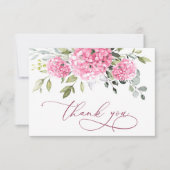 ピンクエレガント赤面アジサイEucalyptusフローラ サンキューカード (正面)
