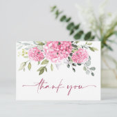 ピンクエレガント赤面アジサイEucalyptusフローラ サンキューカード (スタンド正面)