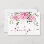 ピンクエレガント赤面アジサイEucalyptusフローラ サンキューカード (正面)