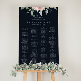 ピンクエレガント赤面アルファベット座席表 ポスター