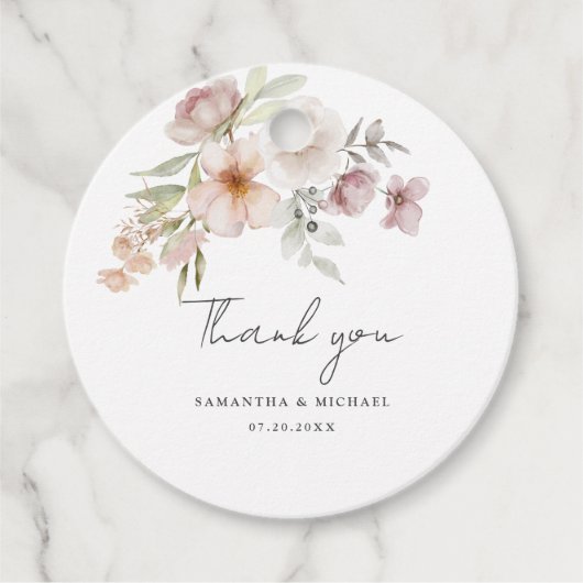 ピンクエレガント赤面ウォーター結婚カラー フェイバータグ (正面)