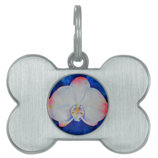 ピンクエレガント赤面オーキッド水彩フローラ花 ペットネームタグ (正面)