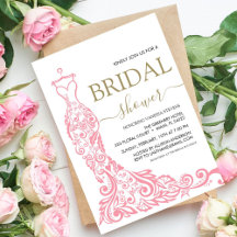 ピンクエレガント赤面ガウンブライダルシャワー