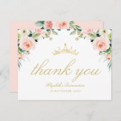 ピンクエレガント赤面キンセアニェラサンキューカード インビテーションポストカード (正面/裏面)