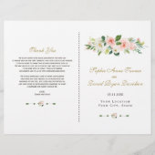 ピンクエレガント赤面クリームフローラ結婚式 プログラム (正面)