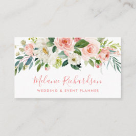ピンクエレガント赤面グリーンフローラ 名刺