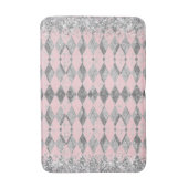 ピンクエレガント赤面シルバーハーレキングリッター バスマット (正面縦)