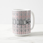 ピンクエレガント赤面シルバーハーレクイン コーヒーマグカップ (正面右)