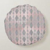 ピンクエレガント赤面シルバーハーレクイン ラウンドクッション (裏面)