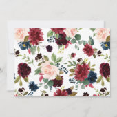 ピンクエレガント赤面バーガンディフローラガールベビー 招待状 (裏面)