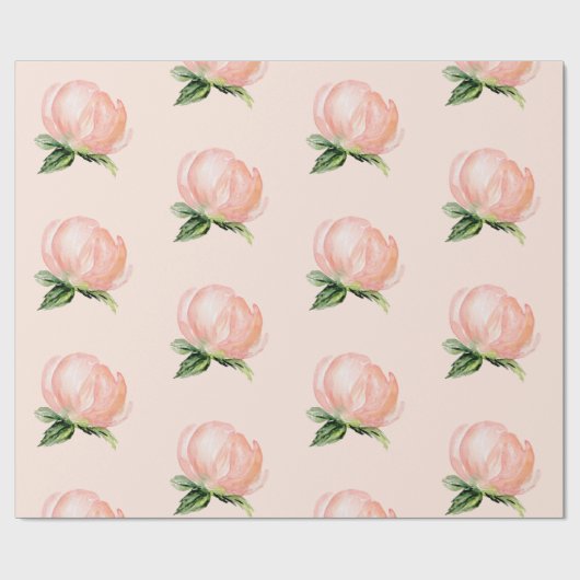 ピンクエレガント赤面ピーチフローラウォーター結婚カラー ラッピングペーパー (フラット)