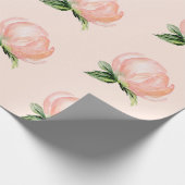 ピンクエレガント赤面ピーチフローラウォーター結婚カラー ラッピングペーパー (角)