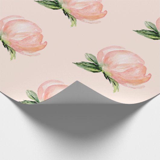 ピンクエレガント赤面ピーチフローラウォーター結婚カラー ラッピングペーパー (角)
