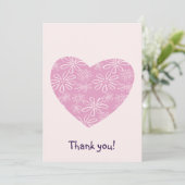 ピンクエレガント赤面フラワーハートサンキューカード 招待状 (スタンド正面)