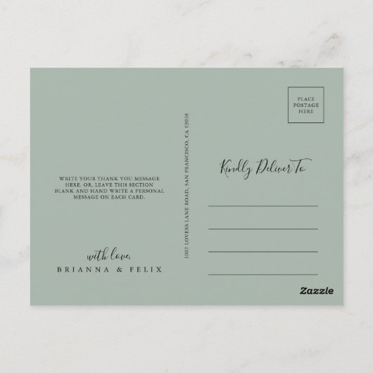 ピンクエレガント赤面フローラありがとう ポストカード (裏面)