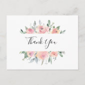 ピンクエレガント赤面フローラありがとう ポストカード (正面)