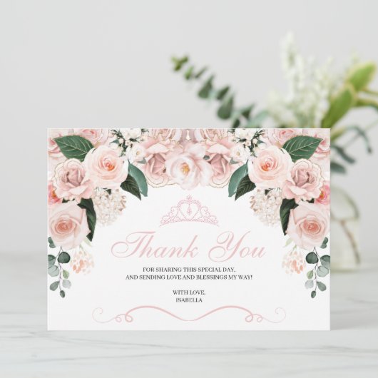 ピンクエレガント赤面フローラキンセアニェラありがとうCa サンキューカード (スタンド正面)