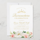 ピンクエレガント赤面フローラキンセアニェラ招待 招待状 (正面)