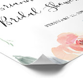 ピンクエレガント赤面フローラブライダルシャワーへようこそ ポスター (角)